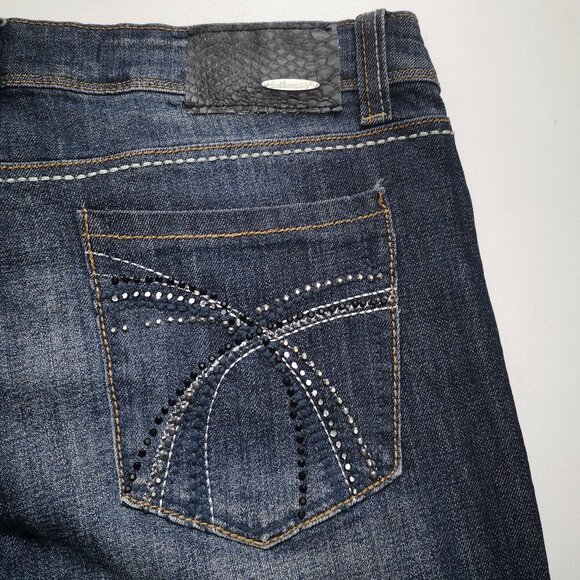 Dollhouse Ladies Size 15 Dark Wash Bootcut Embellished Blue Jeans - Picture 10 of 16